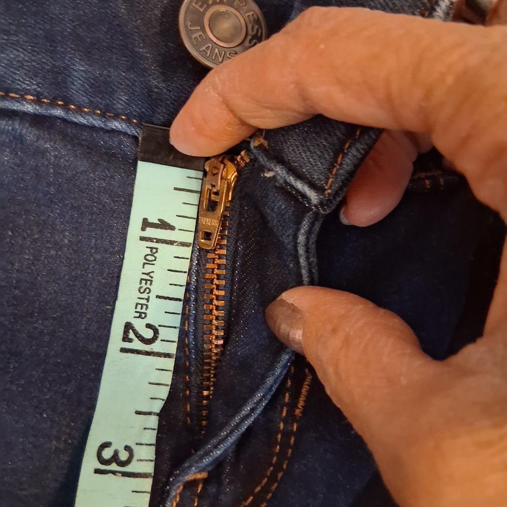 Express Dark Blue Flare Wide-Leg Jeans - Picture 7 of 9